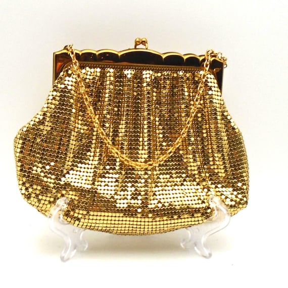 Vintage Whiting & Davis Gold Mesh Gold Evening Purse, Formal Dress / Wedding Attire, Collectible Purse, Circa 1950's, Made in USA