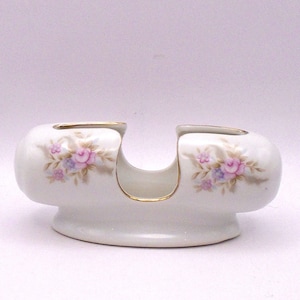 vintage Lefton « Petite Fleurs » Cure-dents/Porte-carte de visite, peint à la main, fabriqué au Japon, 6436
