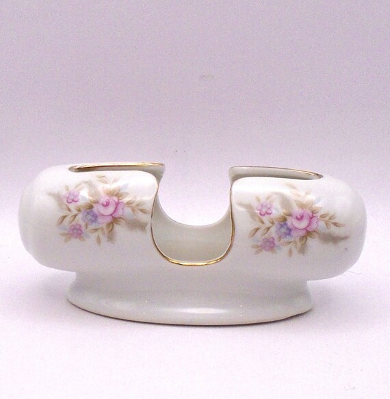 Vintage Lefton Floral Toothpick Holder: Hand-Painted Porcelain Decor