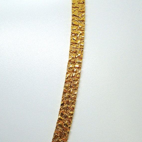 Vintage Nugget Textured Goldtone Serpentine Neckl… - image 3