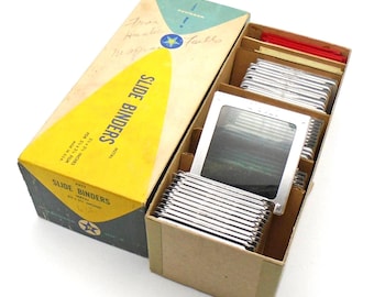 1950's Photo Collection of 2 1/4" x 2 1/4" Color Slides including Travel Images of Niagara Falls, New Orleans, Crowded Beach, Vermont, etc.