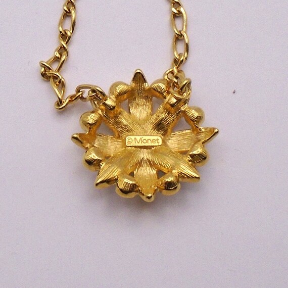 Vintage Signed Monet Crystal  Rhinestone and Gold… - image 4