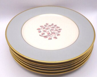 6X Vintage Flintridge Twilight Gray Gold Trim Dessert / Lunch / Salad Plates  Made in California, USA Circa 1964-1971, Set of 6