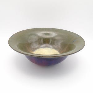 Early 1910-20s Arts & Crafts design "Flambe" Glaze Blue/Green/Purple with Cream center Bowl, by Fulper Pottery, Flemington, NJ
