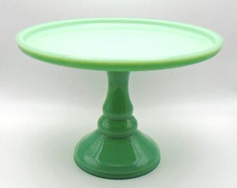 Vintage 20th Century Jadeite Cake Stand, 10" round, Unmarked