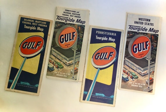 Vintage 1950-60's Gulf Tourguide Maps - Are We There Yet?