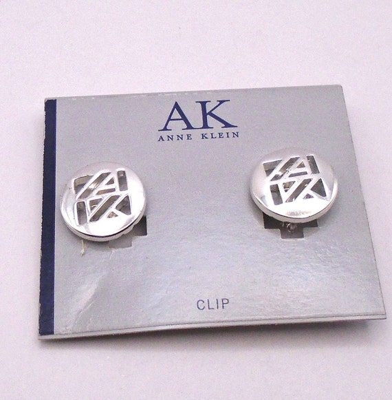 Vintage Anne Klein Clip-On Silver Tone Earrings, New on Display Card