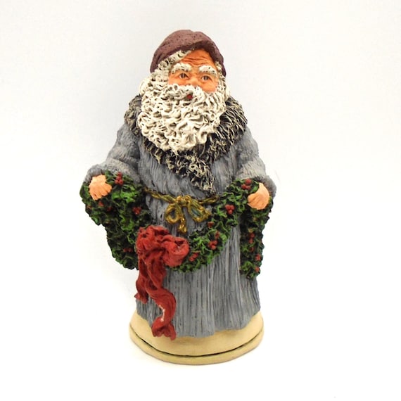June McKenna Santa Figurine, Deck the Halls, Folk Art Collectible