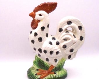 Vintage Spotted Distressed Rooster/Chicken Figurine, Farmhouse/Home Decor