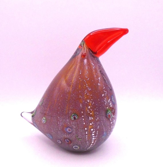 Vintage Murano Style Aventurine Glass Millefiori Art Glass Bird Sculpture/Figurine/Paper Weight