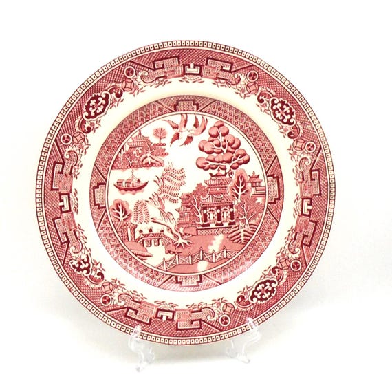 Vintage Alfred Meakin Pink Willow Plate: English Ironstone China, 9-3/4"