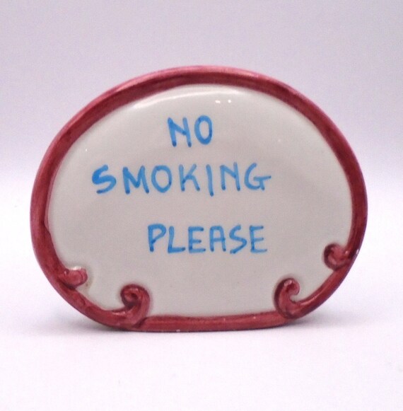 Vintage "No Smoking Please" Ceramic Sign, Stamped Made in Italy