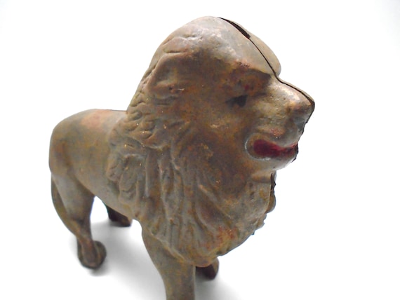 Antique 1920-30's AC Williams Cast Iron Lion Bank