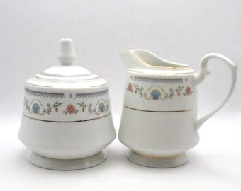 Vintage Tivoli China Sugar Bowl with Lid and Creamer Pitcher, Made in Japan