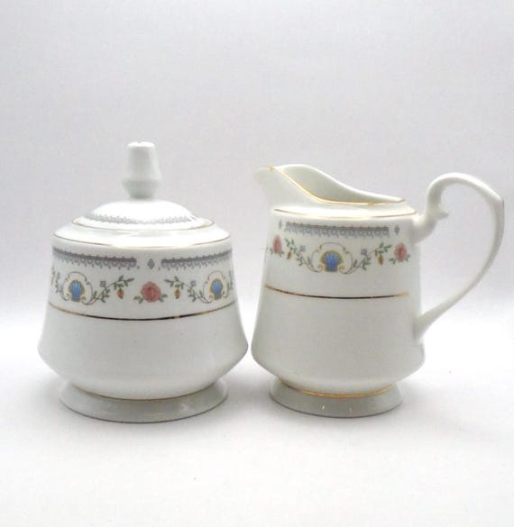 Vintage Tivoli China Sugar Bowl with Lid and Creamer Pitcher, Made in Japan