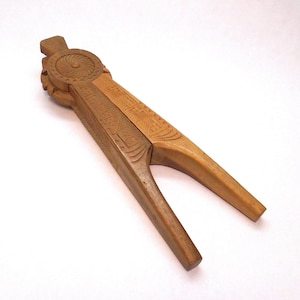 Vintage Folk Art Hand &quot;Chip&quot; Carved Wooden Nut Cracker made in Eastern Europe