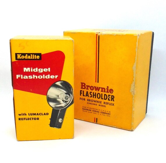 Vintage Kodak Flashholder for Brownie Reflex and Midget Flashholder in original boxes
