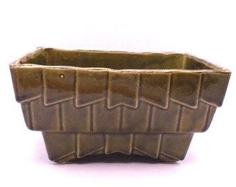 Vintage California Pottery Mid-Century Modern Green Planter Made in USA