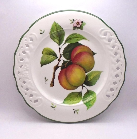 Vintage Brunelli Ceramic Serving Plate: Hand-Painted Fruit, Made in Italy (10.5")