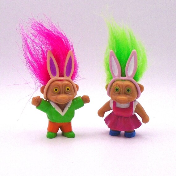 Vintage Pair of Soma Troll Easter Bunnies Circa 1990