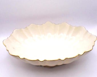 Vintage Lenox "Symphony" Scalloped Edge 24-K Gold Trimmed Oval Serving Bowl, 11"