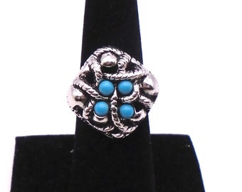 Vintage 1970's Avon Sierra Faux Turquoise Ring, Southwestern Style, Adjustable
