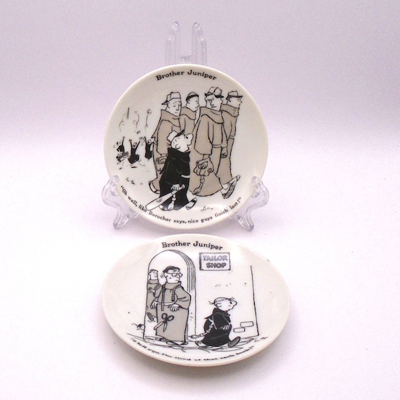 Vintage Brother Juniper Novelty Plates: Shafford Co. 1958