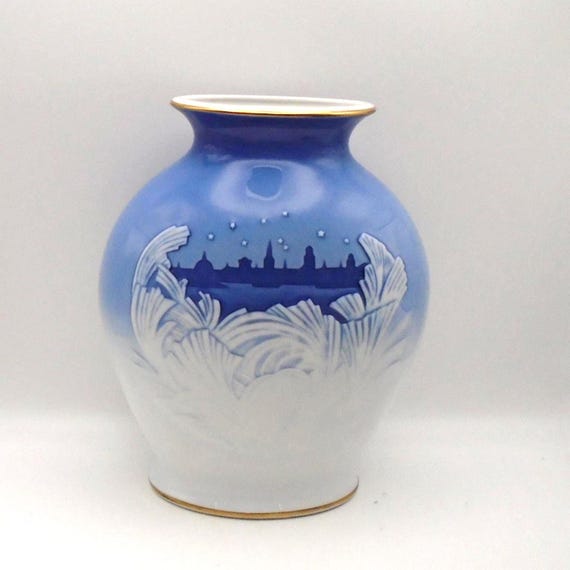Royal Copenhagen Centennial Jubilee Vase: "Behind the Frozen Window" Porcelain, 1995