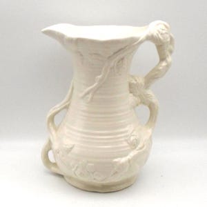 Vintage James Kent Dorothy Pitcher Vase, Embossed Floral Ceramic, England, 1940s