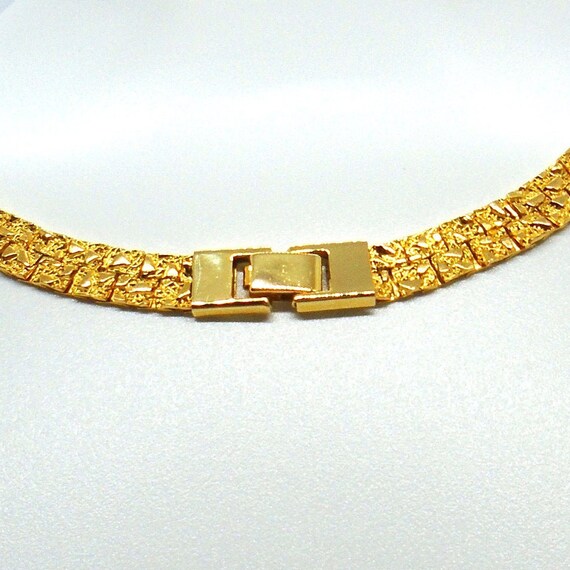 Vintage Nugget Textured Goldtone Serpentine Neckl… - image 5