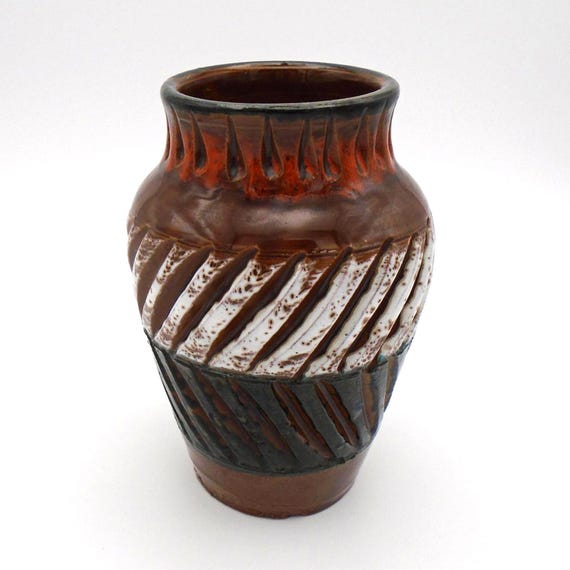 Vintage Italian Terracotta Vase: Mid-Century Brutalist Decor