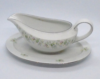Vintage Johann Haviland Forever Spring Sauce/Gravy Boat with Attached Underplate