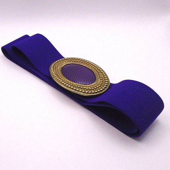 Vintage Purple and Brass Snakeskin Buckle Elastic Belt