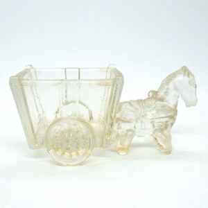 Vintage 20th Century "Donkey Cart" Glass Candy Container