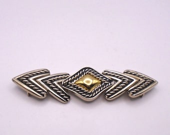 Vintage DameBelt Interlocking Buckle Design Two-Tone Metal Belt Buckle, Made in USA