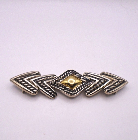 Vintage DameBelt Interlocking Buckle Design Two-Tone Metal Belt Buckle, Made in USA