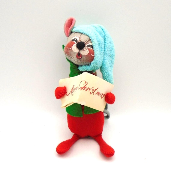 Vintage Annalee Mobilitee Caroling Mouse with Merry Christmas Music Sheet, Circa 1965 Collectible Mouse