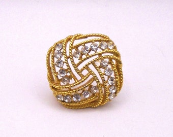 Vintage Rhinestone Crystal Love Knot Brooch/Pin