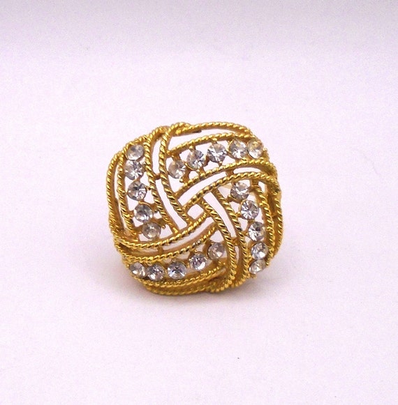 Vintage Rhinestone Crystal Love Knot Brooch/Pin