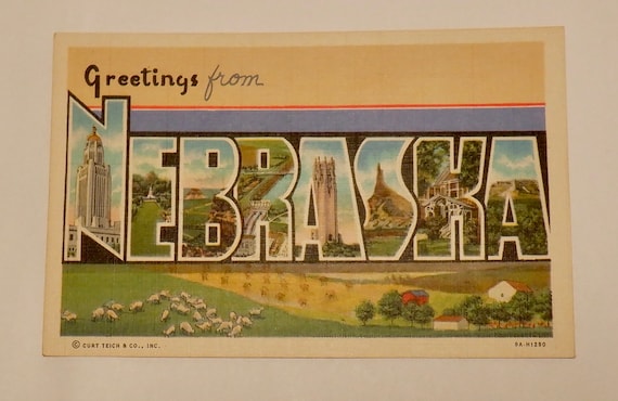 Set of 4 Vintage 1950's NOS Postcards with "Greetings from Nebraska"