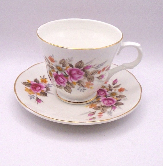 Vintage Crown Trent Bone China Teacup and Saucer - Staffordshire England
