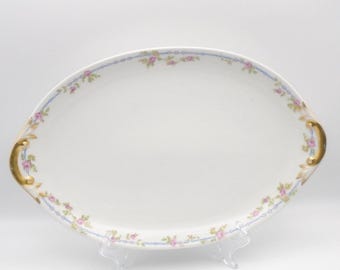 Charles Field Haviland, Limoges Porcelain Oval Serving Platter, 12-1/2"  Made in France, Circa 1950-1960