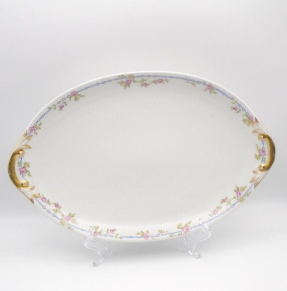 Vintage Limoges Porcelain Serving Platter: Charles Field Haviland, Pink Roses