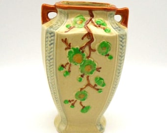 Vintage Small Ceramic Vase from Japan with Great Crackle Finish and  Beautiful Hand-Painted Flowers, 5-3/4" Tall, Circa 1900-1940, Rare Find