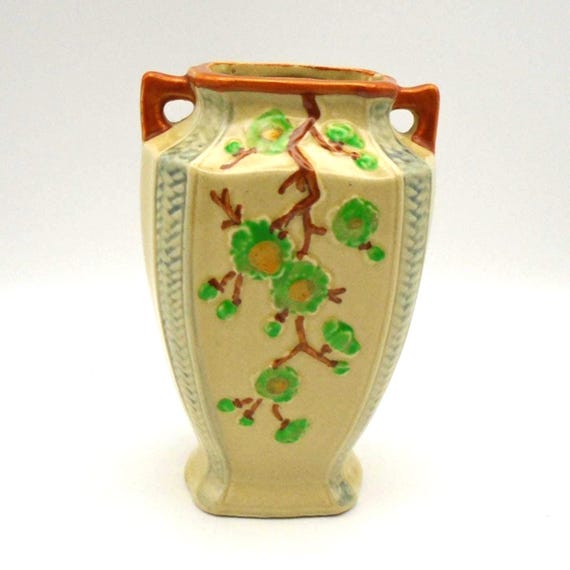 Vintage Japanese Ceramic Vase: Hand-Painted Floral Crackle Finish
