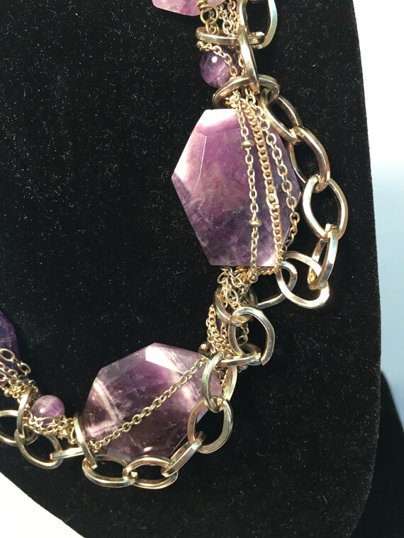 Vintage "Nakamol" Amethyst and Multi-Chain Neckla… - image 4