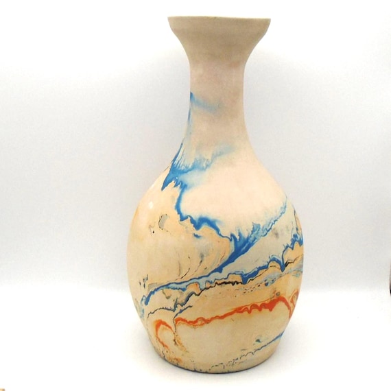 Nemadji Hand-Made Hand-Painted North American Inspired Pottery 12" Vase, Made in USA