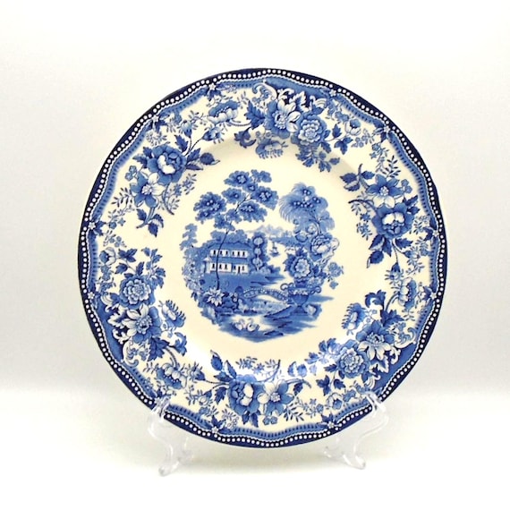 Clarice Cliff Tonquin Blue Transferware Plate: Royal Staffordshire, Circa 1920s