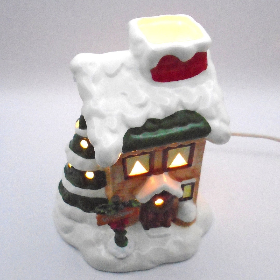 Vintage Lefton Ceramic Christmas House Night Light With Etsy