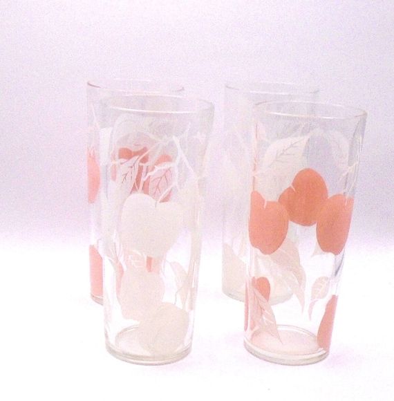 Vintage 1960s Fruit Drinking Glasses: Retro Barware, Set of 4
